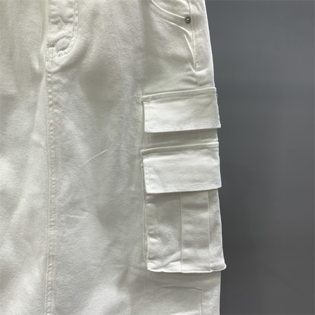 White work pocket denim skirt for women 2025 spring new high-waist loose slim A-line hip-pack long skirt