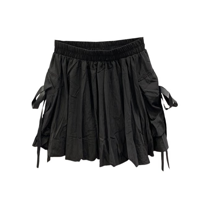 Bow pocket work skirt for women 2025 spring and summer new high-waist loose casual A-line puffy skirt
