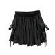 Bow pocket work skirt for women 2025 spring and summer new high-waist loose casual A-line puffy skirt