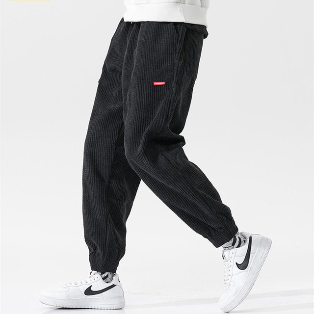 Cordy -lush pants men's winter plus thickened thermal pants loose pants casual sports pants bouquet foot Haron trousers
