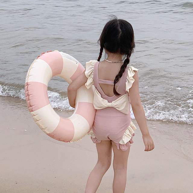 Girls swimwear children's quick-drying swimwear 2025 new Internet celebrity fairy backless one-piece bow bikini