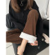 Narrow version wide-leg pants for women in autumn and winter plus velvet thickened Chenille micro-flare straight slim trousers