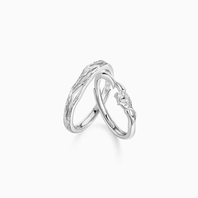 Cartilo tied branches couple ring S925 silver ring A pair of light luxury niche birthday gift for boyfriend and girlfriend