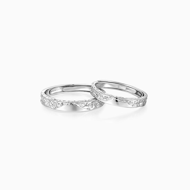 Catiro Sweet Glacier Eco-Circle Couple Ring Sterling Silver Pair of Silver Rings Ring Gift