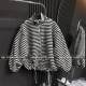 Stand-collar cardigan striped lamb velvet jacket loose and slim mid-length 2025 winter new top ins trendy