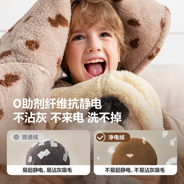 
Mini Bala parent-child home clothes set for children and boys, warm coral velvet, cute style