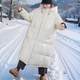 All-match cotton and casual minimalist style 95 white goose-velvet hooded down jacket White long large-size drawstring jacket