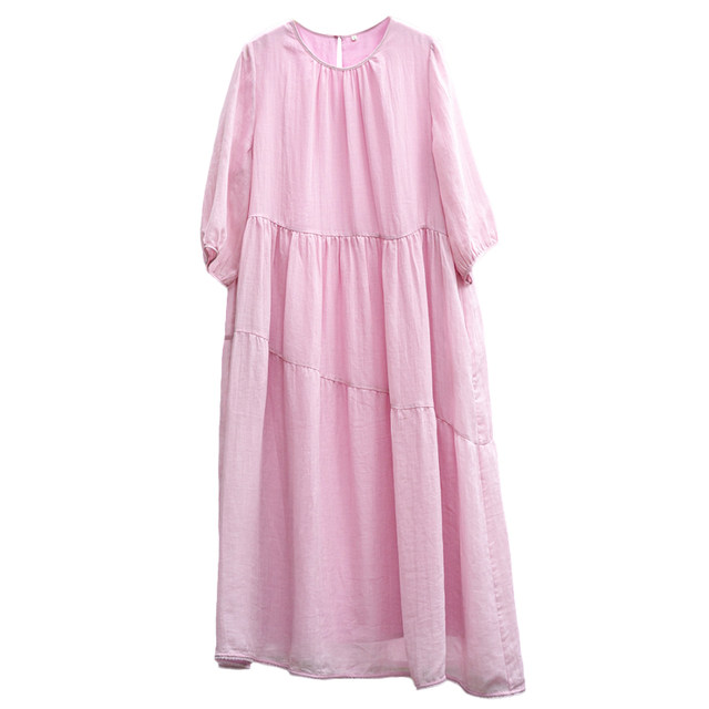 Zhibi Ink 100 pure ramie twisted fine wrinkled clothes dyed round neck ...