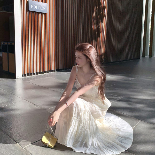 Cute Ja Berlin Poetry Club~ Sweet temperament, slim black A-line skirt, women's white short skirt, high waist long skirt