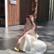 Cute Ja Berlin Poetry Club~ Sweet temperament, slim black A-line skirt, women's white short skirt, high waist long skirt