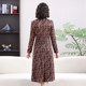 Mom's spring clothes new doll collar dress fashionable large size middle-aged and elderly women's long-sleeved over-knee skirt with pocket