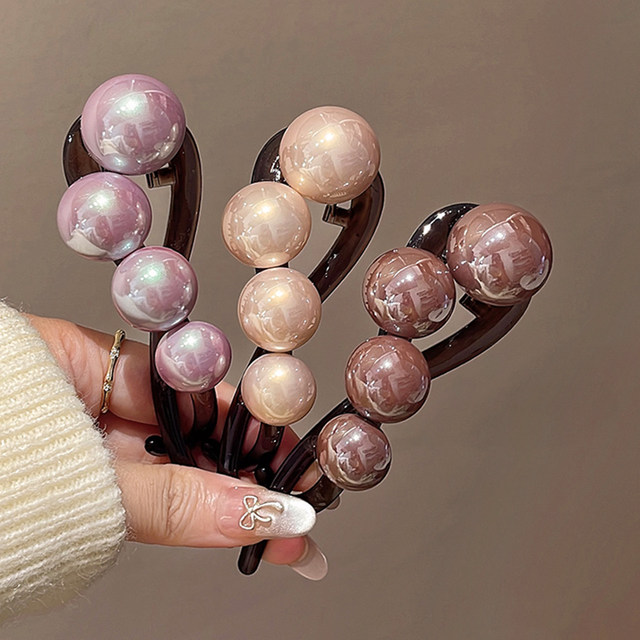 Simple temperament pearl hair clip for women's back of head high-end feeling, one-twined clip, large-size hair clip, 2025 new model