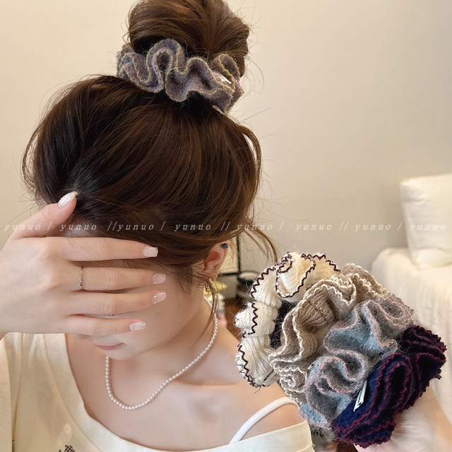 So soft and waxy to the point of foul~Autumn and winter knitted large intestine hair tie for women with ponytail head rope 2025 new high-end hair rope rubber band