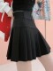 Black pleated short skirt new autumn and winter design sense large size fat girl letters abdomen elastic high waist A-line skirt