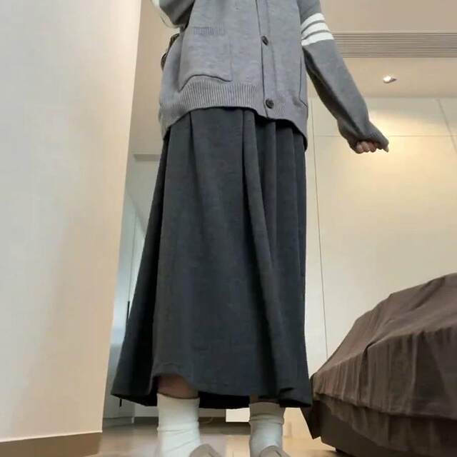 Glutinous rice skirt for women in spring, autumn and winter new large size fat girl high waist A-line slim umbrella skirt mid-length knitted skirt