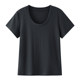 Thread of threaded round neck short -sleeved T -shirts female summer large size fat MM200jin [jin is equal to 0.5 kg] loose and thin U -collar shoulder body shirt
