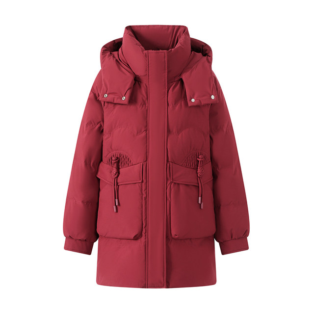 Middle-aged mother winter style down jacket 2025 new red mid-length cotton coat middle-aged and elderly women's jacket