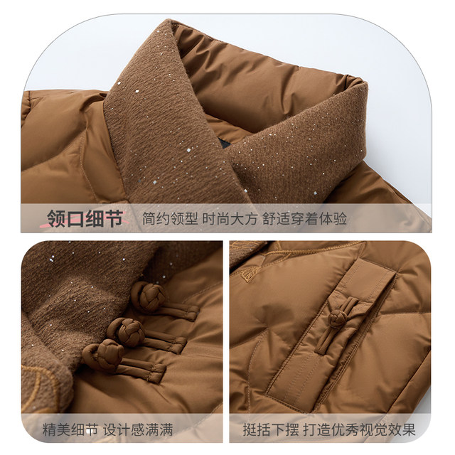 High-end brand mother's winter clothing, stylish embroidered down jacket, fashionable new style, warm scarf collar jacket for middle-aged and elderly people