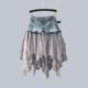 European Station 2025 summer new fashion mesh splicing high waist washing to make you look slim and versatile denim skirt skirt for women