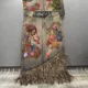 European station new European products hot spring pattern print irregular denim skirt women's tassel hip-pack skirt