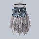 European Station 2025 summer new fashion mesh splicing high waist washing to make you look slim and versatile denim skirt skirt for women