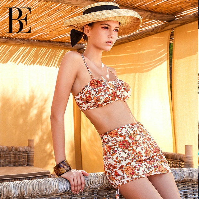 BE van der An Huayang series split swimsuit women's skirt style fashionable sexy vacation bikini swimsuit gathered