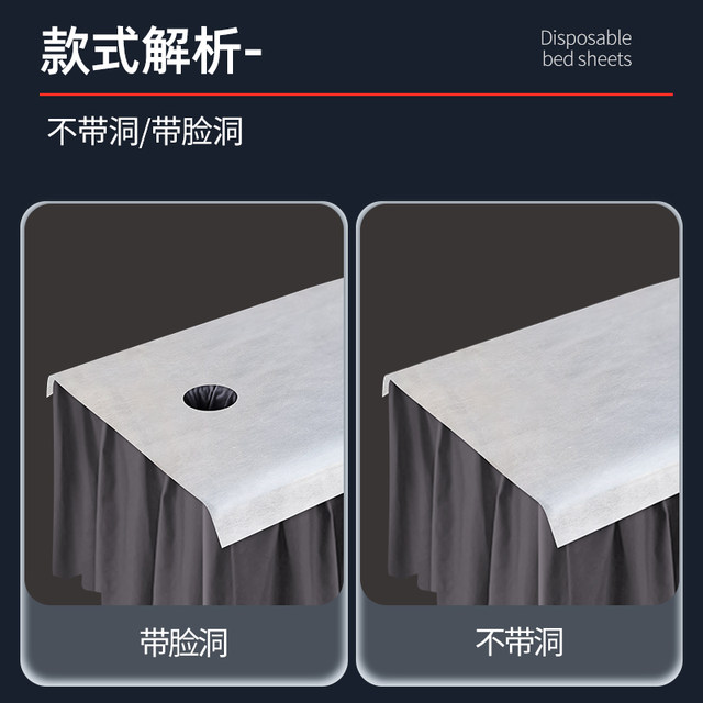 100 disposable sheets for beauty salons, oil-proof, waterproof and thickened massage mattress with holes and breathable non-woven fabric