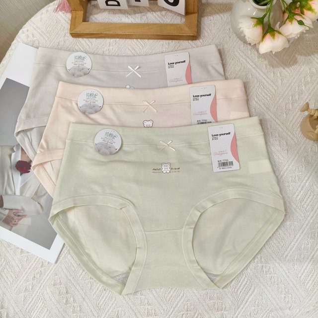 3 packs of girls' rest assured 95 pure cotton extended crotch large size Category A maternal and infant grade mid-high waist pure cotton women's underwear
