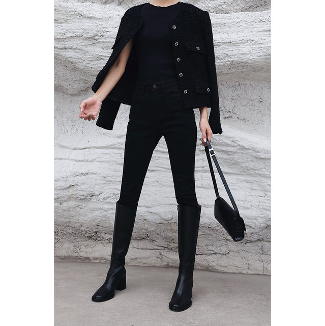 IORE designer original minimalist versatile wild leather thick heels and knee boots but knee boots