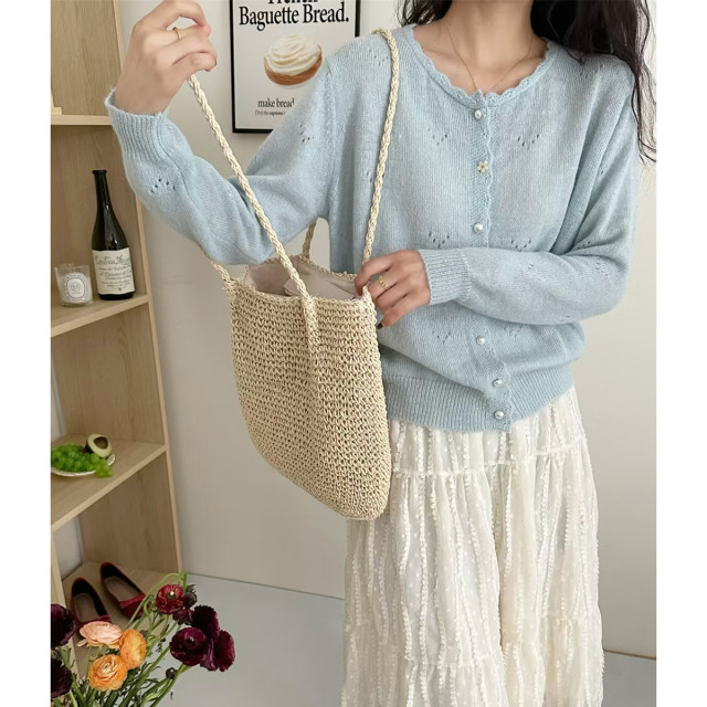 Spring and summer mohair knitted cardigan jacket women's 2025 new design sweet top long sleeve sunscreen shirt