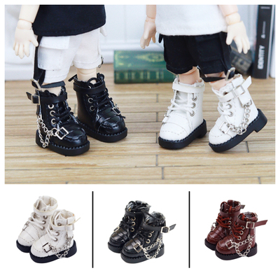 taobao agent Ob11 baby shoes square toe Martin boots cool handsome style leather shoes flat boots GSC 12 points BJDP9 shoes