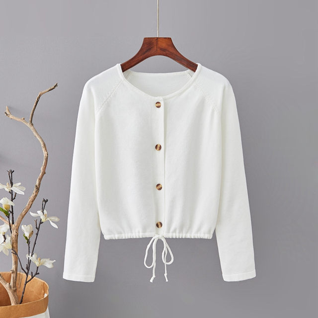 Spring and autumn short coat for women, versatile new Korean style loose sweater, cardigan, sweater top, foreign style, casual and trendy