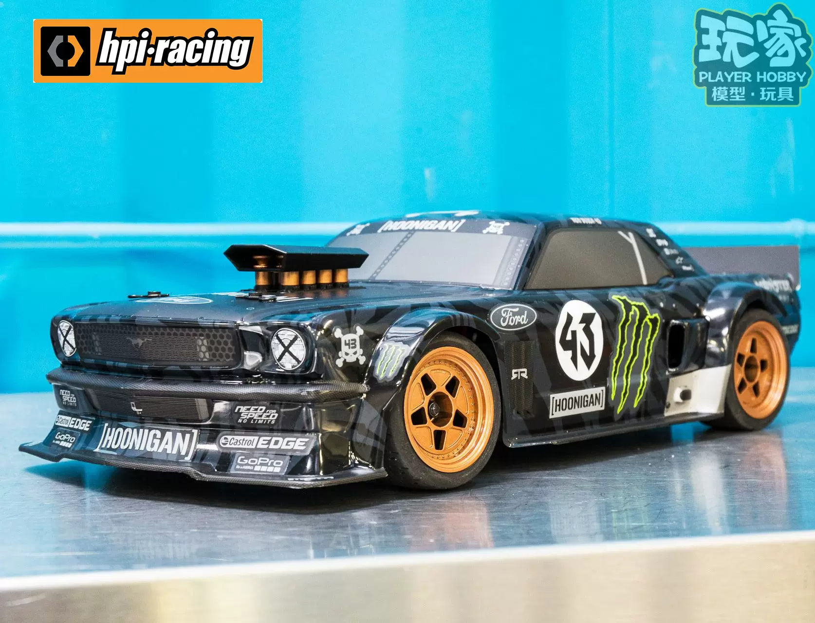 限量hpi Ken Block 1965福特野马1 10平跑漂移车壳轮胎254mm