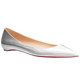 2025 new French silver pointed toe flat shoes female temperament celebrity with shallow mouth heightened red sole shoes large size