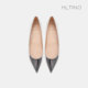 2025 new French silver pointed toe flat shoes female temperament celebrity with shallow mouth heightened red sole shoes large size