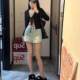 High-waisted denim short skirt for women in spring new large size fat mm small A-line skirt hot girl hip skirt pants skirt
