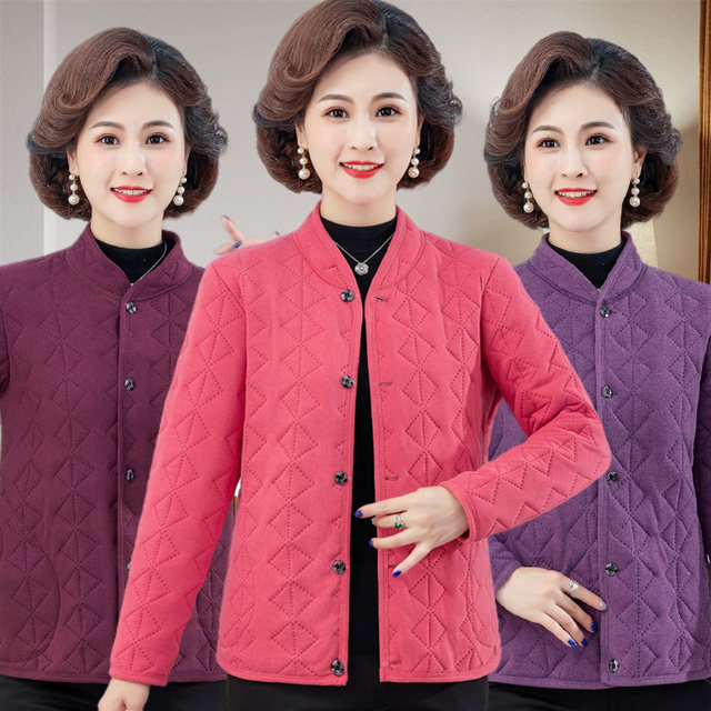 Mother's winter clothing, de velvet cotton-padded jacket lining, women's middle-aged and elderly grandmother's winter light and small cotton-padded jacket, warm clothes for the elderly