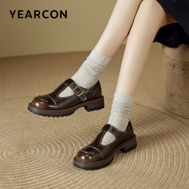 Yierkang women's shoes spring and autumn British college style jk uniform small leather shoes thick heel single shoes Mary Zhen loafer shoes