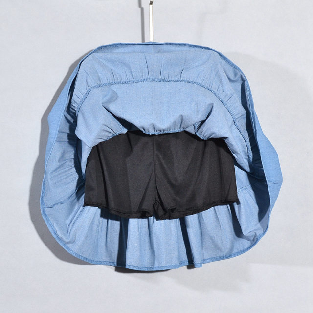 Skirt A-line denim short skirt skirt women's summer 2025 new super hot small cake big splicing umbrella skirt