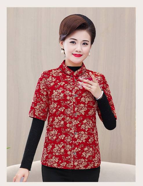 Mom half -sleeved cotton clothing vest Middle -aged and elderly women's women's clothes autumn and winter cotton thick cotton jacket loose horse clip in the sleeve shoulders