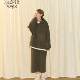 Retro casual style slim and loose straight hooded jacket + one-step skirt