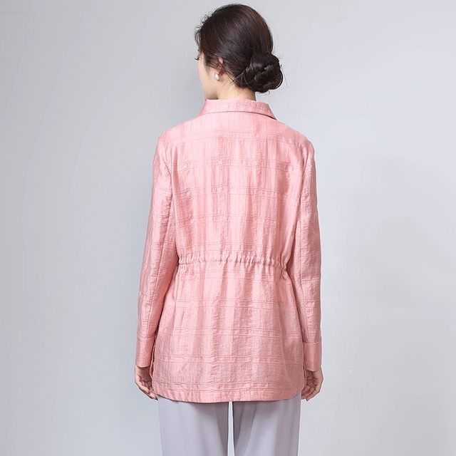 
Miaocai middle-aged and elderly windbreaker women's medium-length thin mother's loose waist spring ball fashionable middle-aged coat