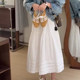 Korean sweet white lace spliced ​​skirt for women 2025 summer new high-waist slim mid-length cake skirt
