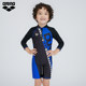 Arena Arena's new children's and adolescents' long-sleeved one-piece boxer sunscreen swimsuit for girls and boys.