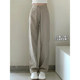 Large size khaki jeans female autumn and winter new fat sister MM high -waisted straight -legged wide -leg pants -shaped pants