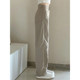 Large size khaki jeans female autumn and winter new fat sister MM high -waisted straight -legged wide -leg pants -shaped pants