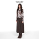 Xiaoyu's old-fashioned brown scrubbing leather retro bronze decorative leather mid-waist long skirt versatile in autumn and winter
