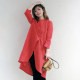 Xi Mo brand women's clothing 2024 spring and summer new sloping buckle Xiaoli collar pure ramie shirt skirt in the long hemp ingredient top
