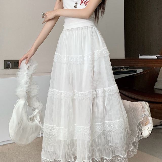 
Real-life shots and real price~ 2025 spring new mesh lace cake skirt princess skirt sweet slim and versatile midi skirt