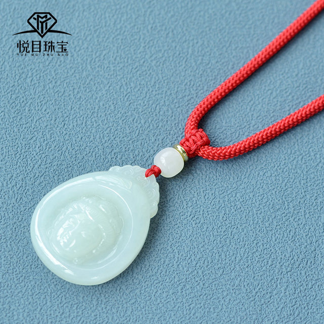 Hand-woven Hetian jade necklace lanyard Hetian white jade mutton fat jade pendant jade pendant jade pendant jade brand lanyard for men and women